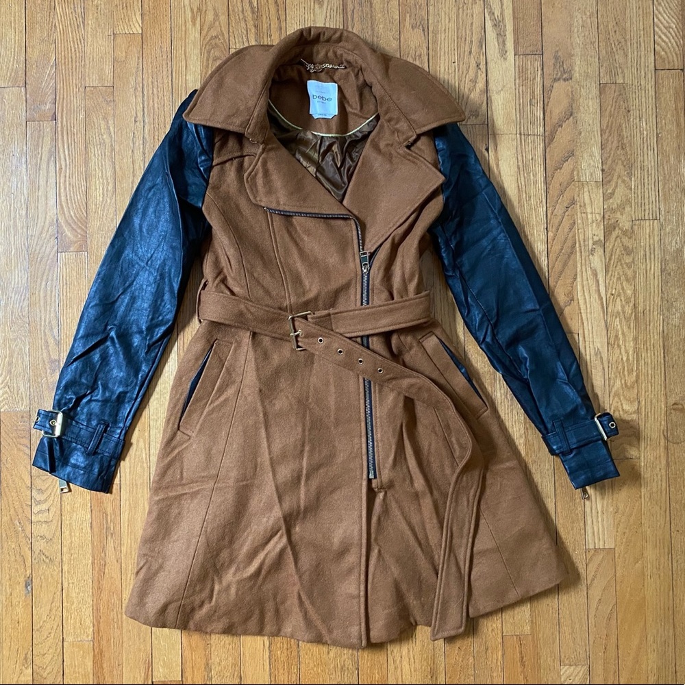 Bebe Brown Wool Trench Coat-Read description.